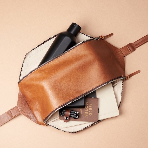 Sling Bag Tan Brown Hexagonal Crossbody Daypack Cord Organizer