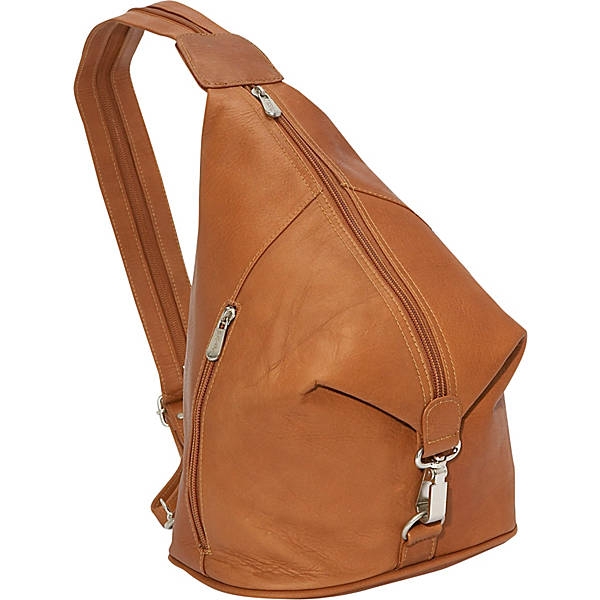 Sling Bag Warm Tan Three-Zip Design Teardrop Hobo Sling
