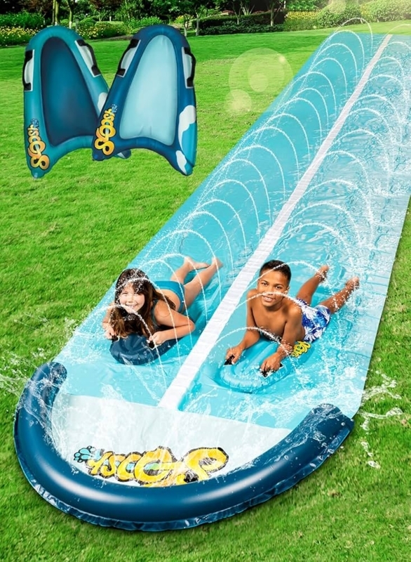 Slip And Slide Dual Racing Lanes Built In Sprinklers Ocean Blue