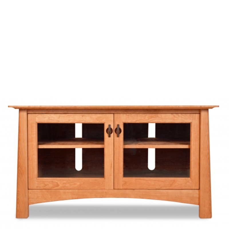 Small Media Console Cherry Brown Arched Base Cable Cutouts