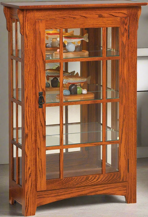 Small Mission Curio Cabinet with Mullion Glass Door