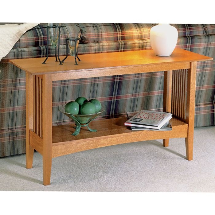 Sofa Table Honey Oak Tapered Legs Mission Style Slatted Sides
