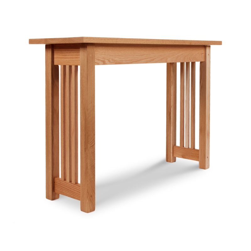 Sofa Table Mission Style Honey Oak Slim Profile Vertical Slats