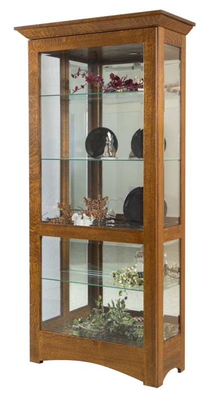 Solid Wood Display Case in Mission Style with Mirrored Back