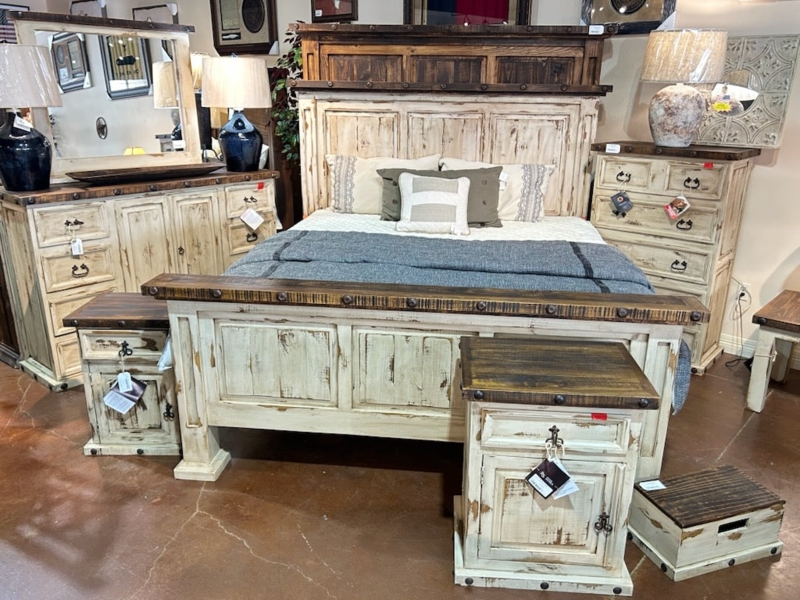 Southwestern Bedroom Set with Matching Step Stool and Rivet Studs