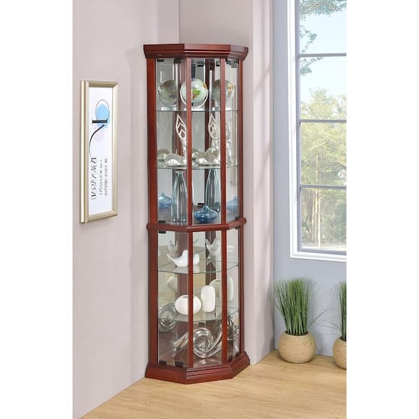 Space Saving Display Cabinet with Faceted Front and Mirrored Back