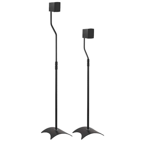 Speaker Floor Stand Offset Arm Black Glass Base Curved Design
