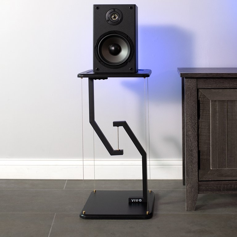 Speaker Stand Offset Frame Gold Accents Wire Tension Design
