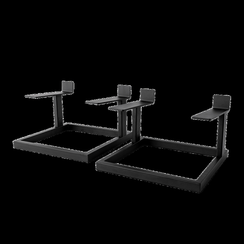 Speaker Stand Square Base Cantilevered Top Low Profile Industrial Design