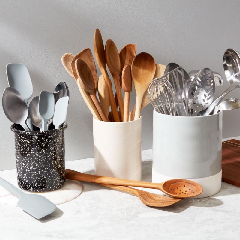 Speckled Ceramic Utensil Crocks for Kitchen Organization