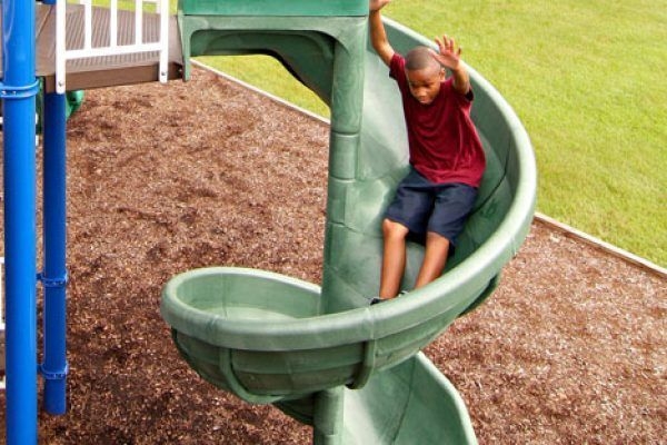 Spiral Slide Commercial Grade Open Top Forest Green Matte Finish