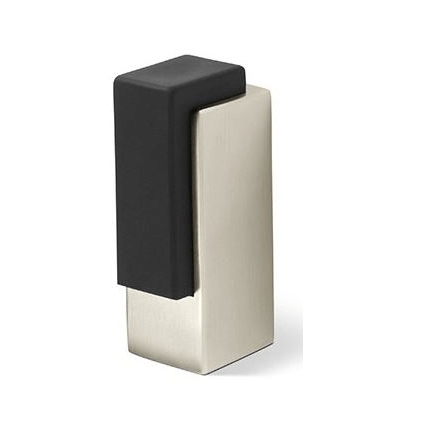 Square Tall Door Stop: Brushed Metal Body with L-Shaped Rubber Bumper