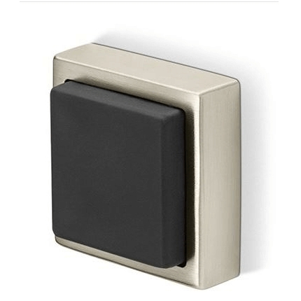 Square Wall Door Stop: Brushed Metal Frame with Recessed Matte Bumper
