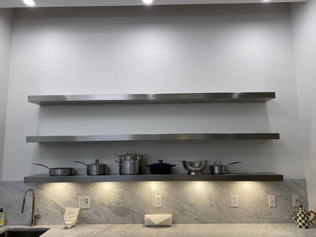 Stainless Steel Floating Shelves, Hidden Brackets with Brushed Finish