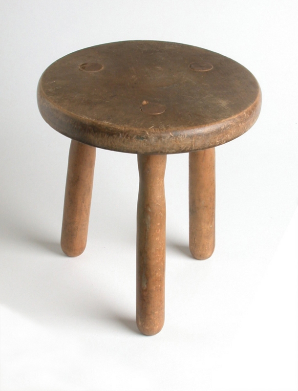 Stool with Distressed Finish, Victorian Three-Legged Accent