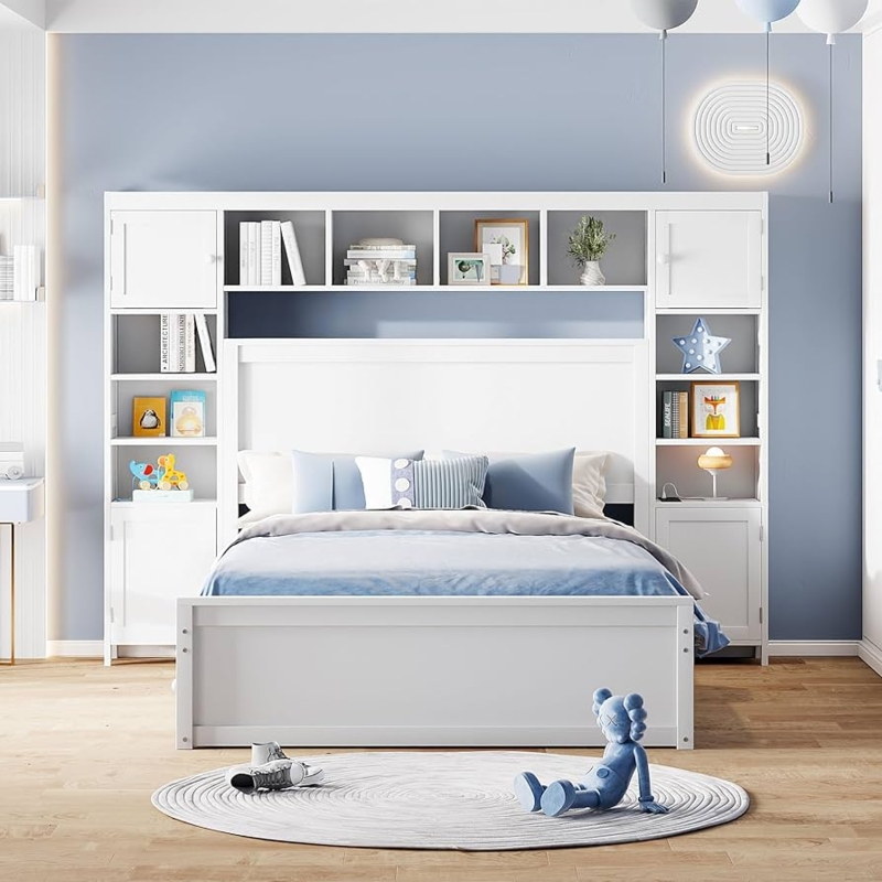 Storage Bed Crisp White Modern Minimalist with Solid Footboard