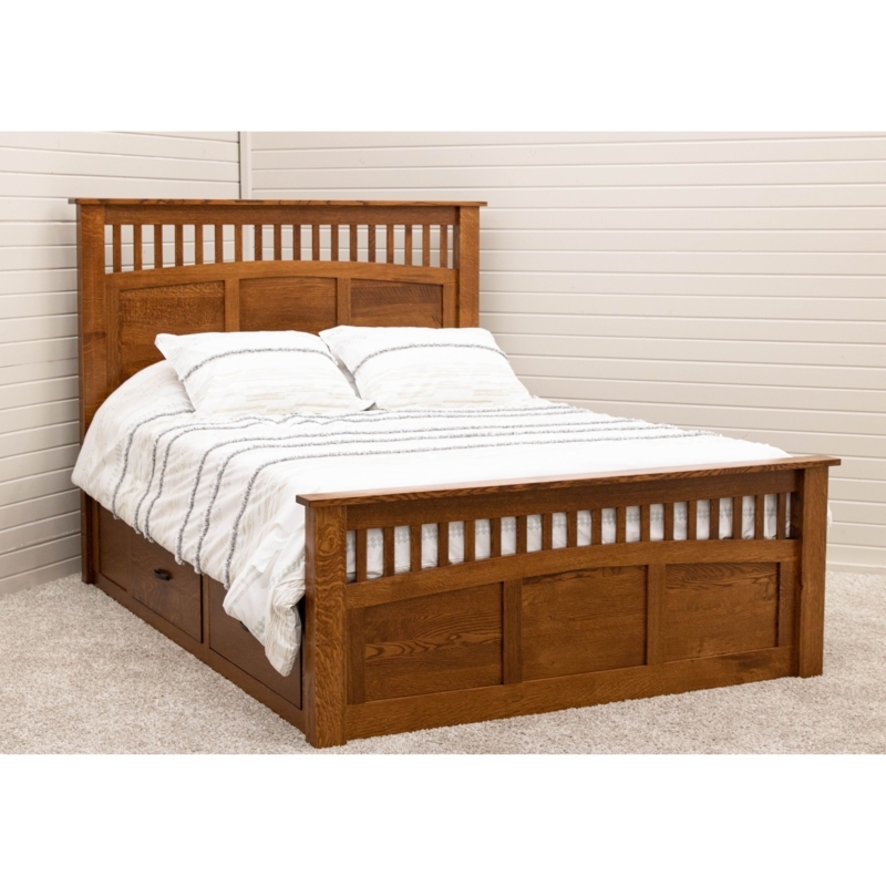 Storage Bed Mission Style with Integrated Drawers and Arched Rail