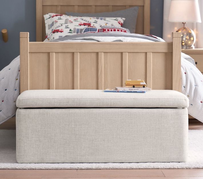 Storage Bench Floor Base Silhouette Beige Woven Fabric Transitional
