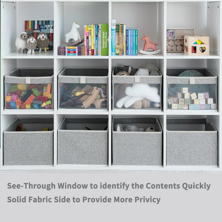 Storage Bin Cubes with See Through Window in Heathered Gray