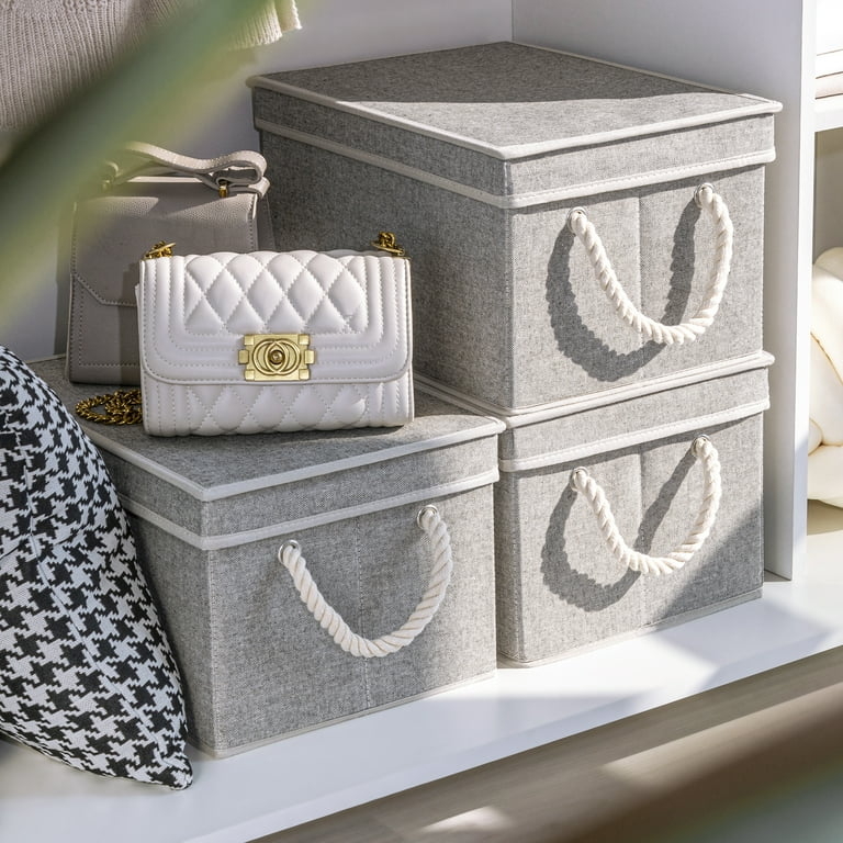 Storage Bins with Rope Handles and Heathered Texture Finish