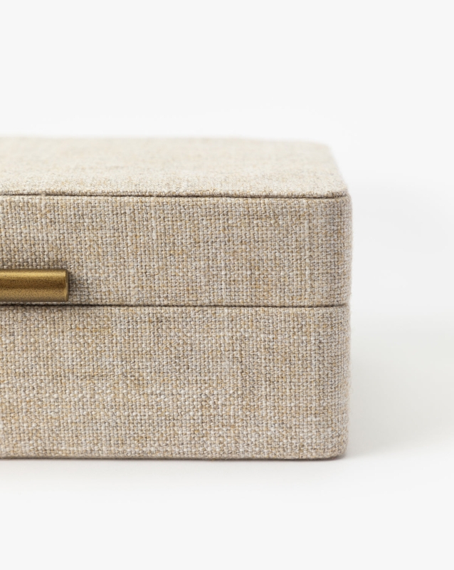 Storage Box with Cylindrical Handle and Woven Texture Oatmeal