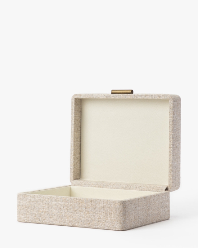 Storage Box with Cylindrical Latch in Woven Oatmeal Beige