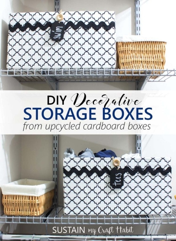 Storage Box with Quatrefoil Pattern and Chalkboard Tags