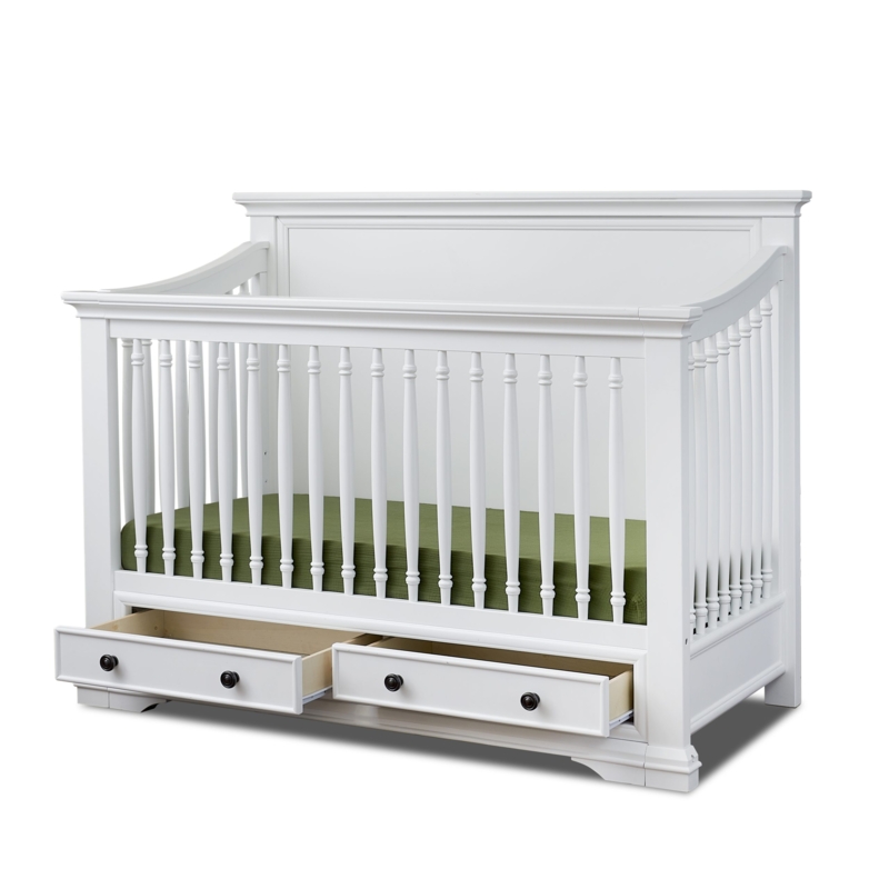 Storage Crib Crisp White Turned Spindles Traditional Classic Nursery