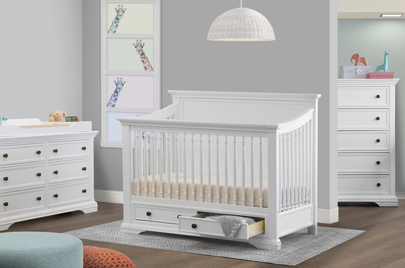 Storage Crib with Spindle Details and Arched Side Rails