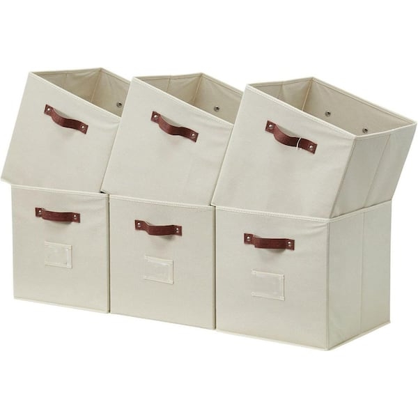 Storage Cubes with Front Label Holder and Leather Like Handles
