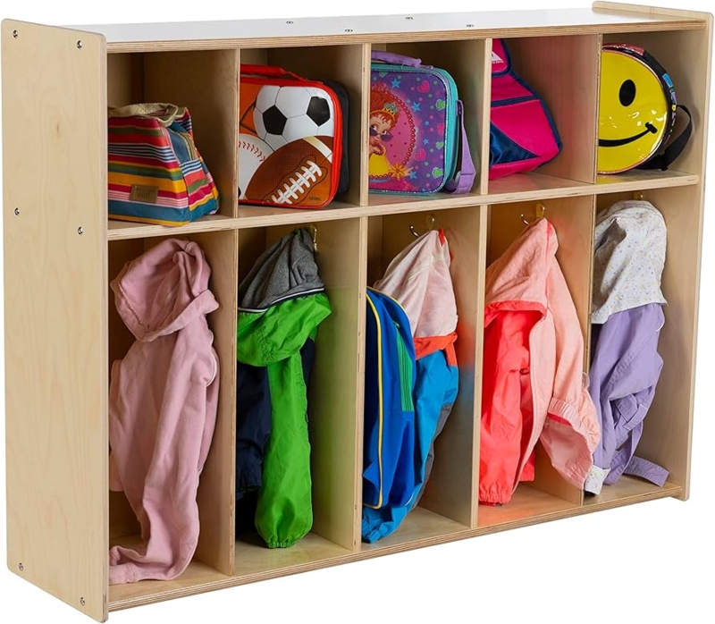 Storage Locker featuring Rounded Top Corners, Open Back 5-Section Design