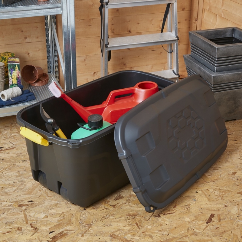 Storage Trunk: Industrial Plastic Tote with Honeycomb Pattern Lid