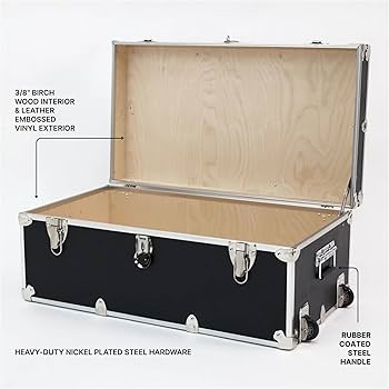 Storage Trunk: Leather Embossed Vinyl with Birch Wood Interior