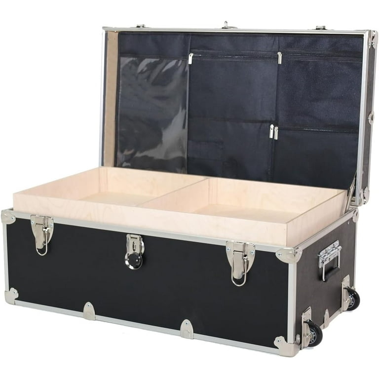 Storage Trunk: Lockable Road Case with Lid Organizer & Tray