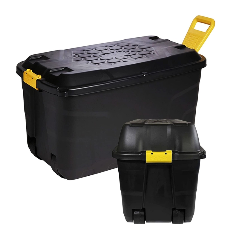 Storage Trunk: Rugged Utility Box with Hexagonal Lid Pattern