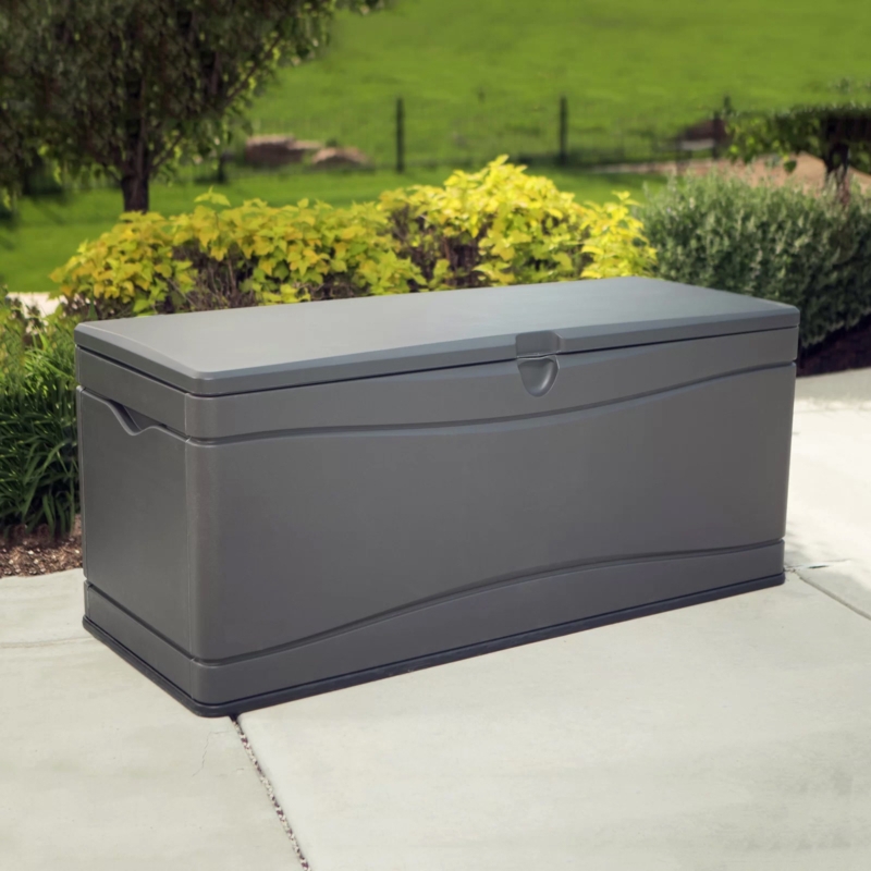Storage Trunk: Slate Grey Outdoor Box with Wave Molded Panels