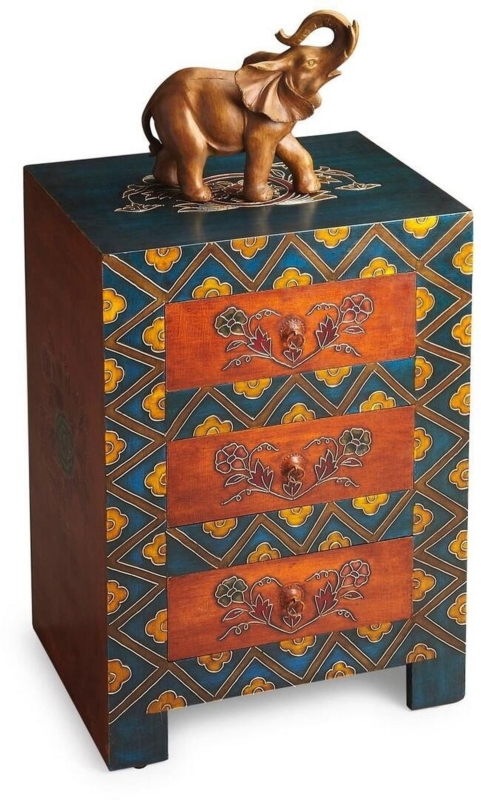 Stylish Hand Painted 3 Drawer Accent Cabinet -