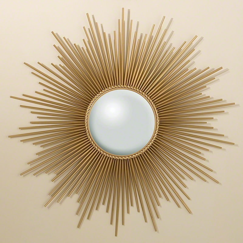 Sunburst Wall Mirror: Brushed Gold Frame with Braided Trim Detail