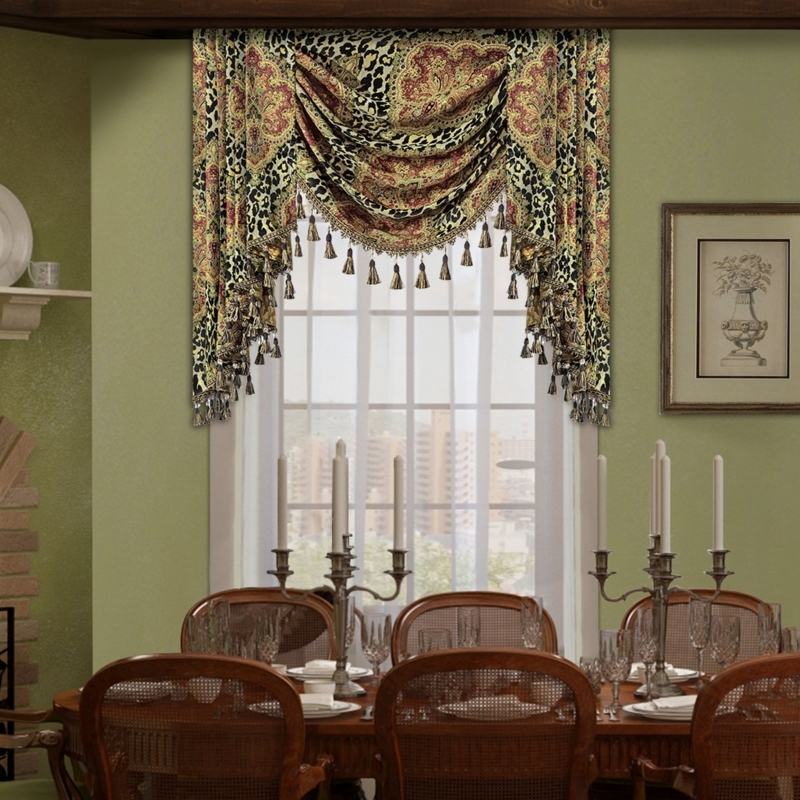Swag Valance: Draped Layers Traditional Leopard Border with Paisley Motif
