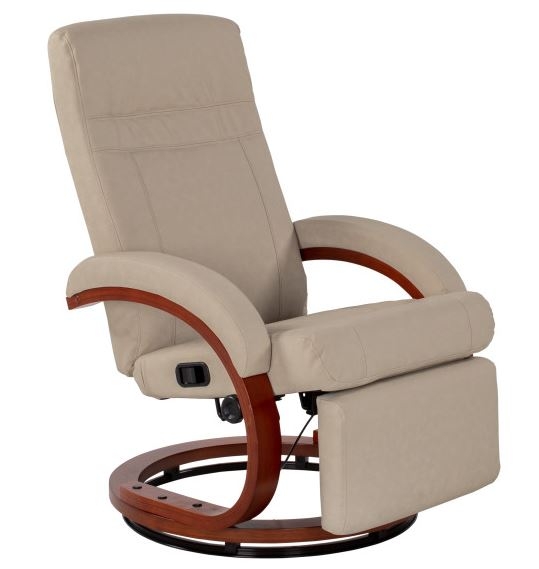 Swivel Euro Chair Warm Beige Curved Bentwood Arms Footrest