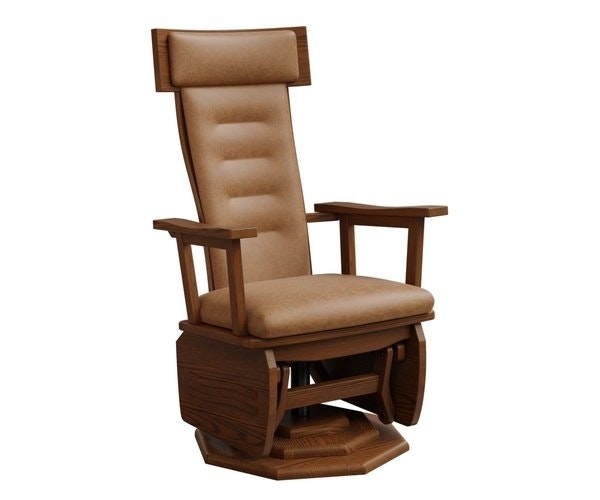 Swivel Glider Chair with Unique Octagonal Wood Base and Channel Tufting