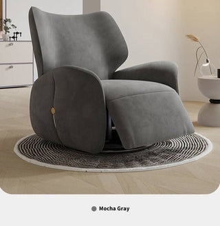 Swivel Recliner Chair Mocha Gray Winged Circular Base