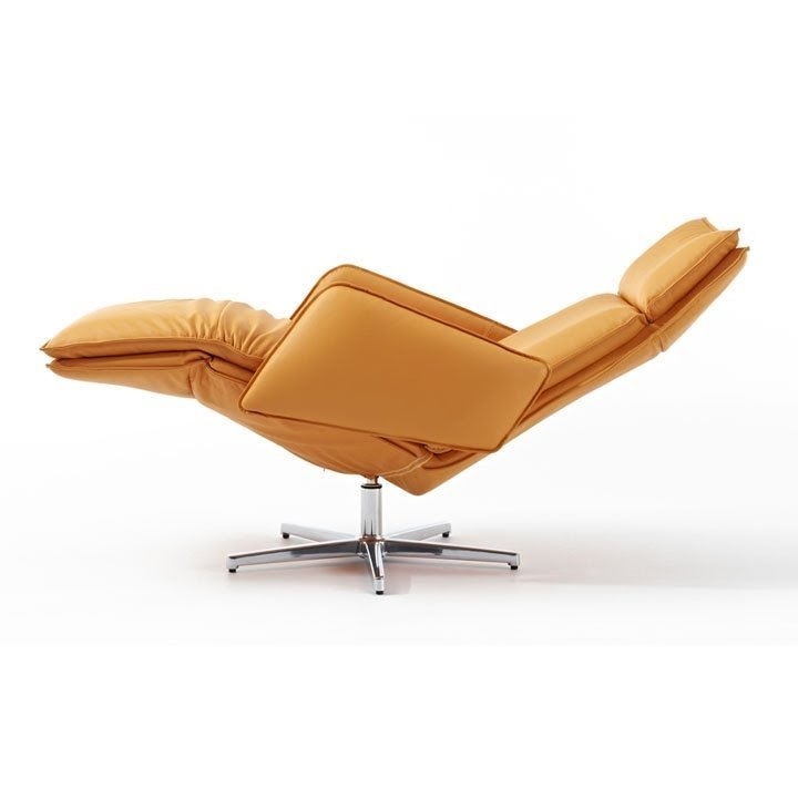 Swivel Recliner Ochre Yellow Polished Chrome Star Base Modern