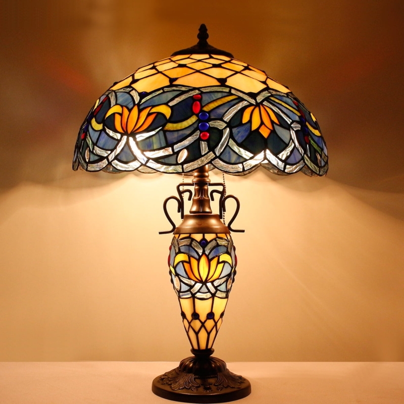Table Lamp: Blue Lotus Nightlight Base Table Lamp