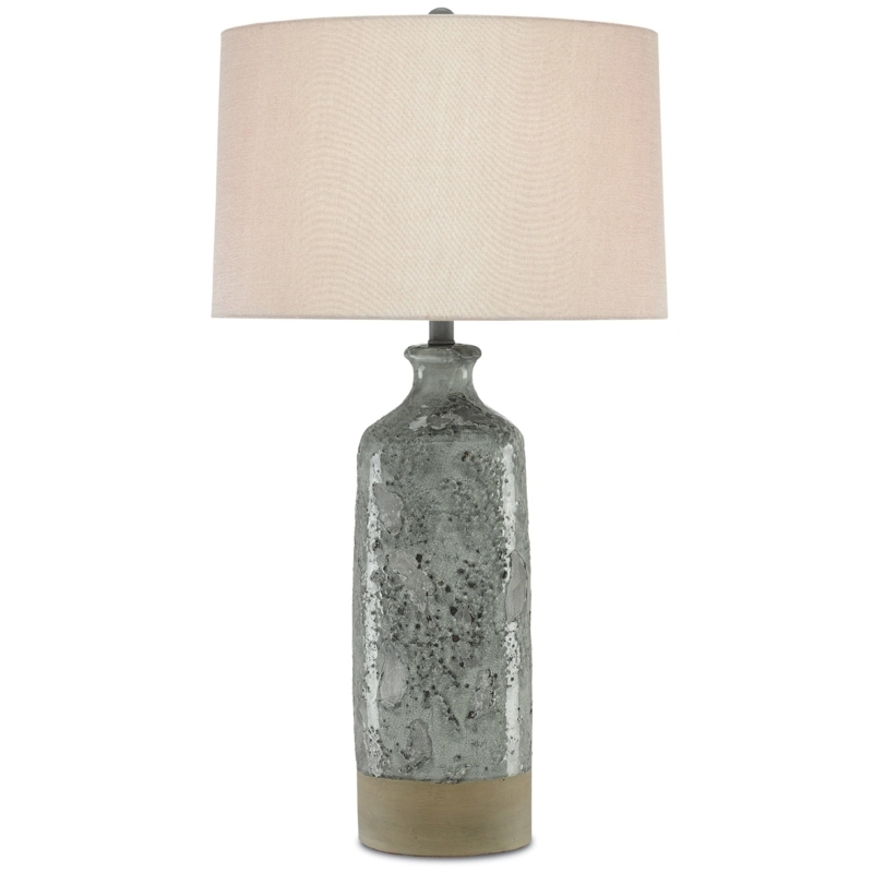 Table Lamp Celadon Crackle Glaze Pitted Ceramic Base