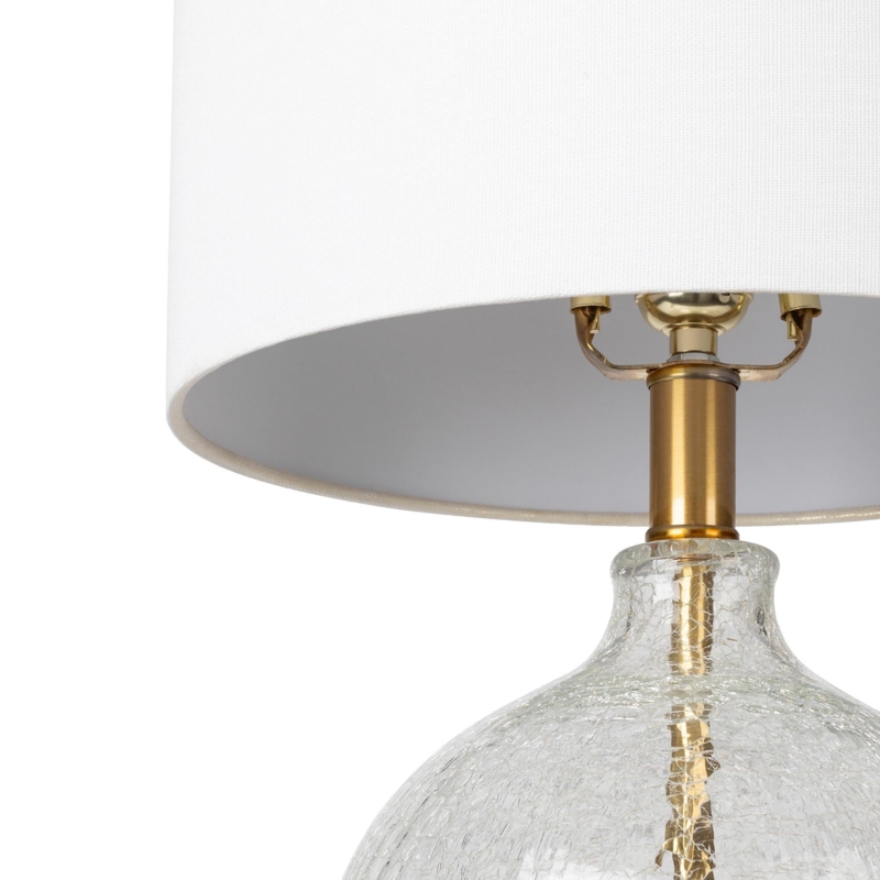Table Lamp Coastal Glass Light Brass Accents Sphere