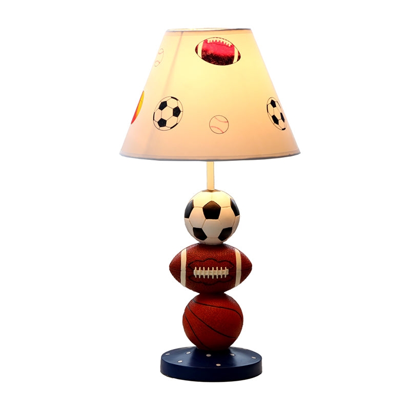 Table Lamp Dotted Pedestal Stacked Ball Base Sports Themed Print Shade