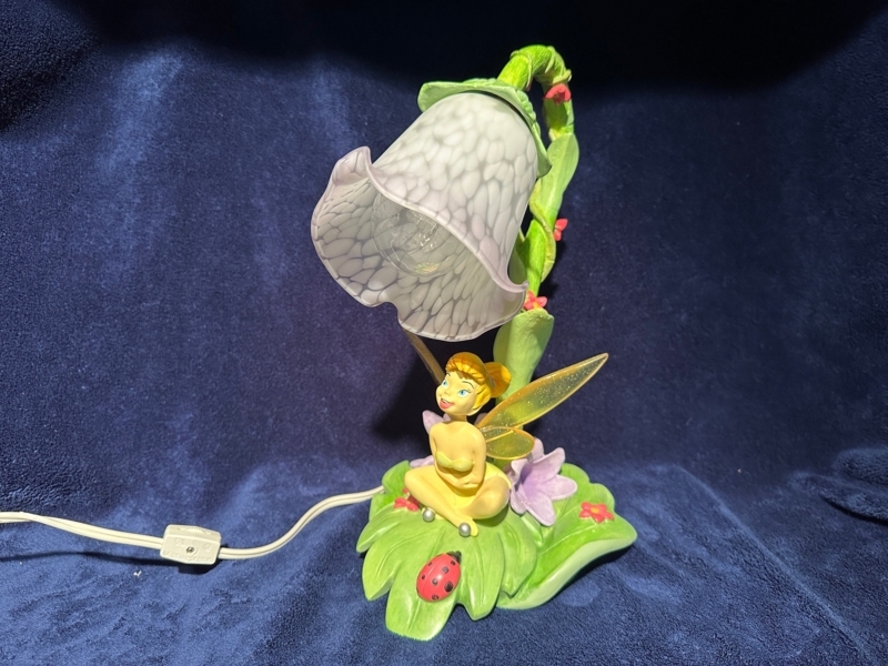 Table Lamp: Fairytale Blossom Glass Shade with Ladybug Detail