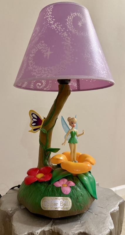 Table Lamp: Glittery Lavender Swirl Shade on Garden Sculptural Base