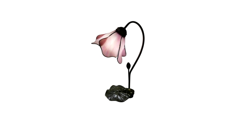 Table Lamp: Gooseneck Arm Pink Lotus Tiffany Style Lamp